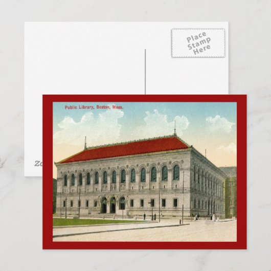 Public Library, Boston 1911  Briefkaart (Voorkant / Achterkant)