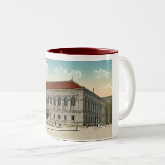 Public Library, Boston 1911  Tweekleurige Koffiemok (Voorkant rechts)