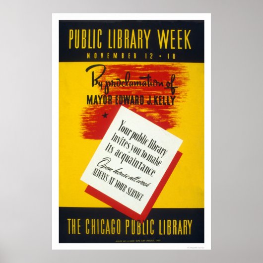 Public Library Chicago 1940 WPA Poster (Voorkant)