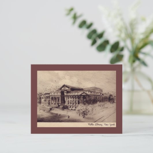 Public Library, New York City  Briefkaart (Staand voorkant)