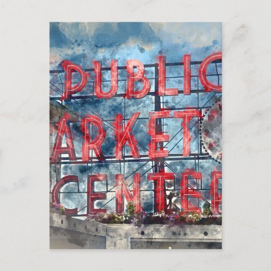 Public Market Centre in Seattle Washington Briefkaart (Voorkant)