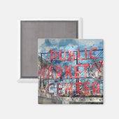 Public Market Centre in Seattle Washington Magneet (Voorkant / Achterkant)