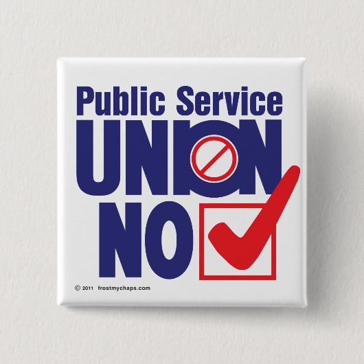 Public Service Union NO! -Knoop Vierkante Button 5,1 Cm (Voorkant)