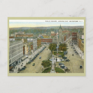 Public Square, Watertown NY 1928 Briefkaart