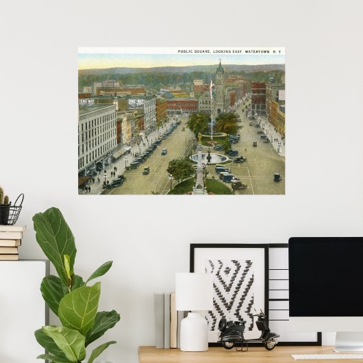 Public Square, Watertown NY 1928  Poster (Thuiskantoor)