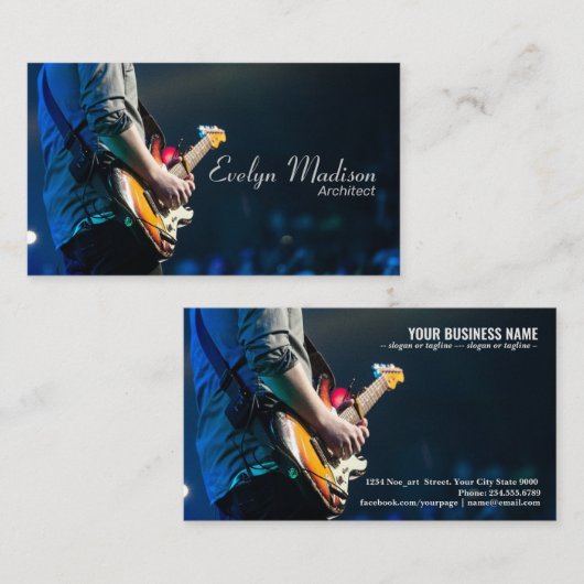 publiek concert gitarist visitekaartje (Voorkant / Achterkant)