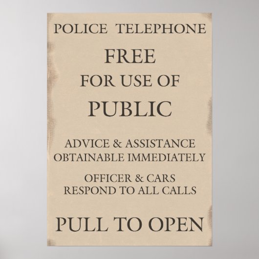 Publieke politie-telefooncel poster (Voorkant)