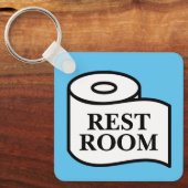 Publieke RestRoom wc papier rol symbool vierkant Sleutelhanger (Voorkant)