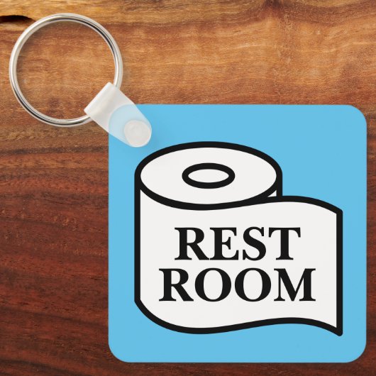 Publieke RestRoom wc papier rol symbool vierkant Sleutelhanger (Voorkant)