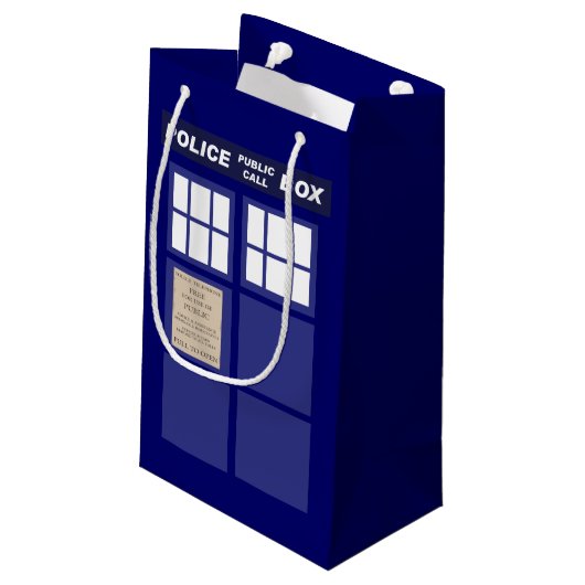 Publieke telefooncel van politie klein cadeauzakje (Achterkant Gekanteld)