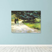 Publieke tuin met paar door Vincent van Gogh Canvas Afdruk (Insitu (Houten vloer))
