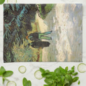 Publieke tuin met paar door Vincent van Gogh Theedoek (Gevouwen)