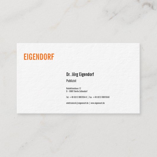 Publizist Visitenkarte Visitekaartje (Voorkant)