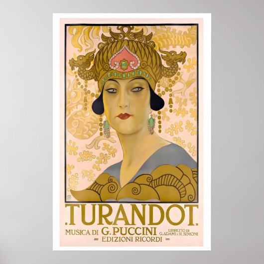 Puccini's Turandot Vintage Operaposter Poster (Voorkant)