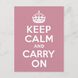 Puce Keep Calm en Carry on Briefkaart