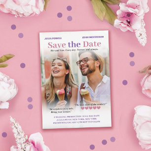 Puce & Lavender Romcom Poster Foto Bewaar de datum Save The Date