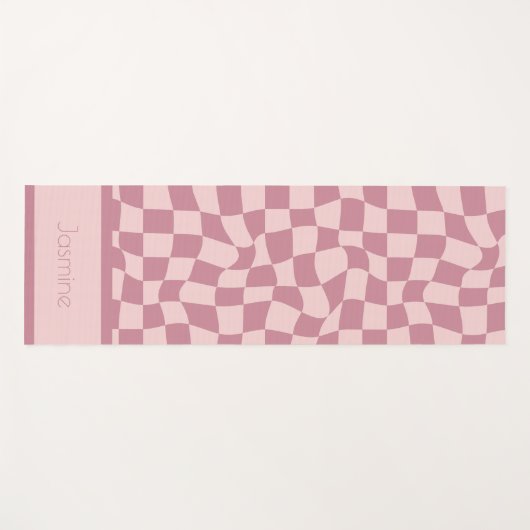 Puce Pink Checkered Yogamat (Voorkant (horizontaal))