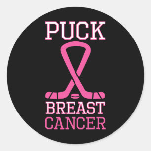 Puck Borstkanker Roze Lint IJshockey Kanker D Ronde Sticker