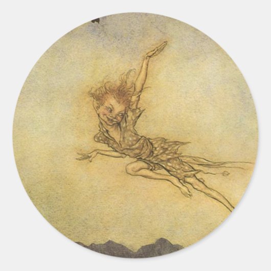 Puck, een sprite van Arthur Rackham Sticker Fairy  (Voorkant)