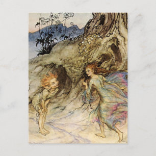 “Puck en een fee” Aquarel van Arthur Rackham Briefkaart