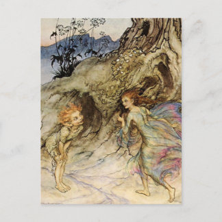 “Puck en een fee” Aquarel van Arthur Rackham Briefkaart