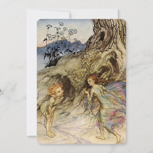 “Puck en een fee” Aquarel van Arthur Rackham Kaart (Voorkant)