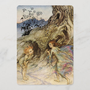 “Puck en een fee” Aquarel van Arthur Rackham Kaart