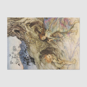 “Puck en een fee” Aquarel van Arthur Rackham Tissuepapier