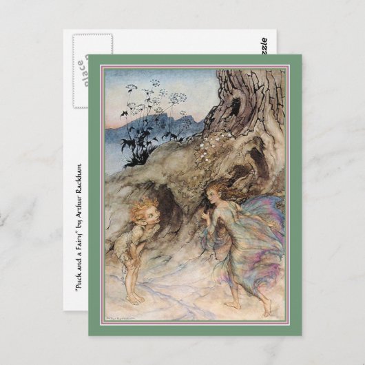 Puck en een fee briefkaart (Voorkant / Achterkant)