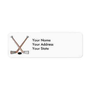 Puck- en hockeystickontwerp etiket