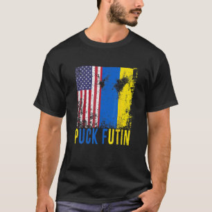 Puck Futin Oekraïense Vlag Amerikaanse Vlag Steun T-shirt