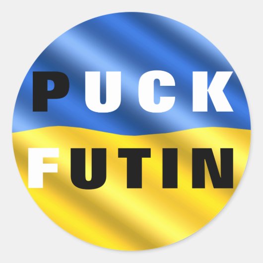 Puck Futin Sticker Oekraïense vlag steunt Oekraïne (Voorkant)