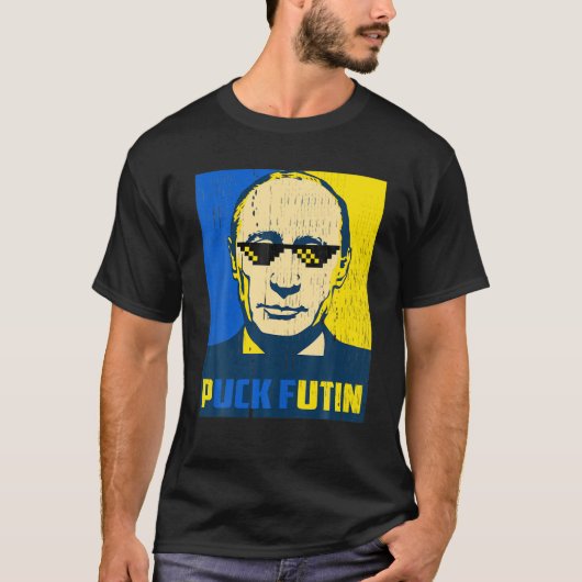 Puck Futin Ukraine Flag American Flag Support Ukra T-shirt (Voorkant)