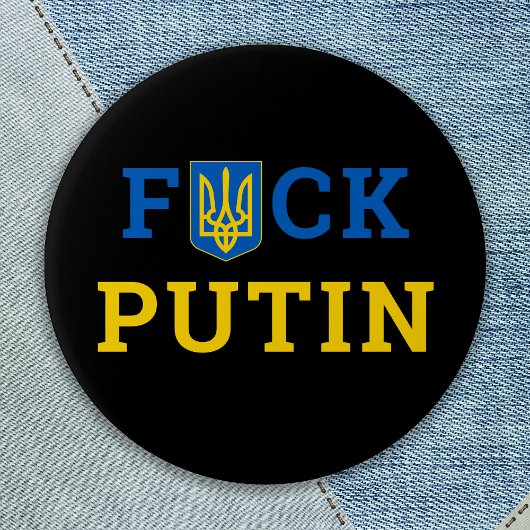 Puck Futin Ukraine steunt Oekraïense Button