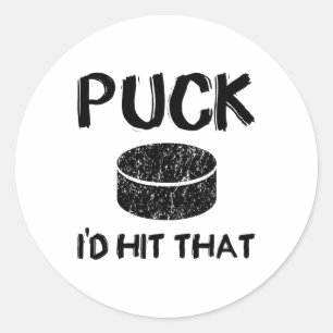 Puck - I#39; d raakte die grappige hockey Ronde Sticker