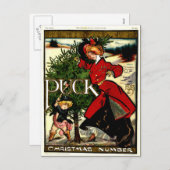 Puck Magazine Kerstmis 1900 Feestdagenkaart (Voorkant / Achterkant)