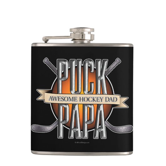 Puck Papa (Hockey Dad) Heupfles (Voorkant)