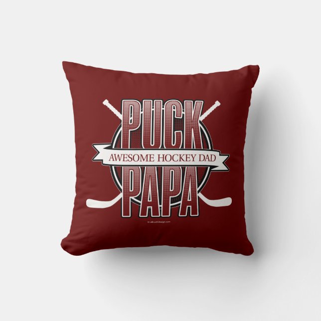 Puck Papa (Hockey Dad) Sierkussen (Voorkant)