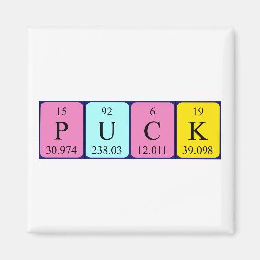 Puck periodieke lijstnaam magnet (Voorkant)