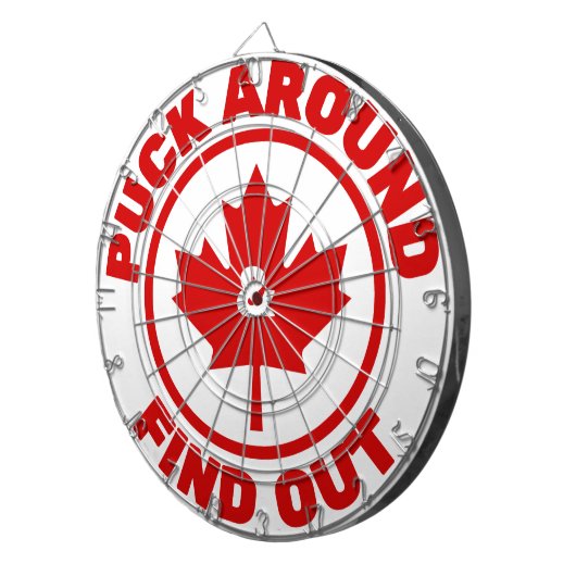Puck rond en ontdek Canadian Maple Leaf Dartbord (Voorkant Rechts)
