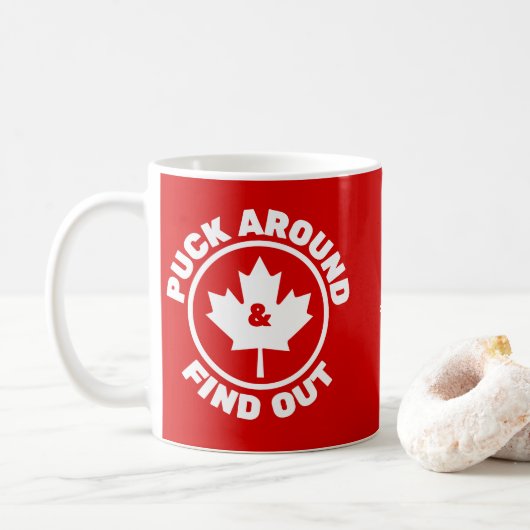 Puck rond en ontdek Canadian Maple Leaf Koffiemok (Met donut)