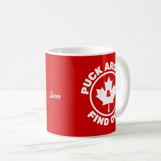 Puck rond en ontdek Canadian Maple Leaf Koffiemok (Voorkant rechts)