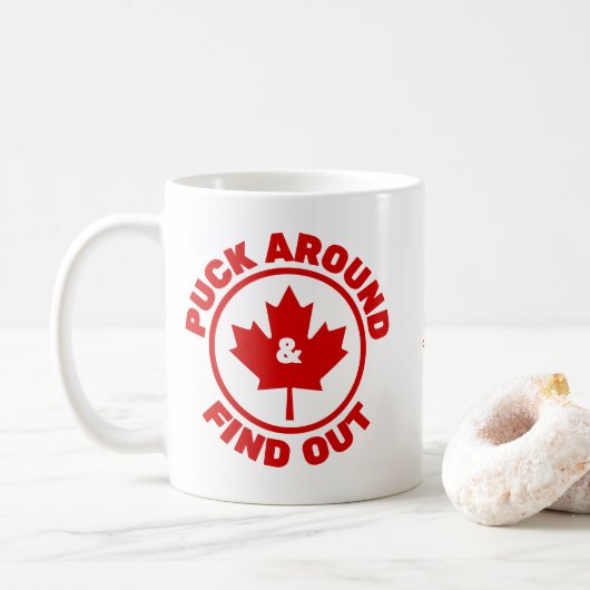 Puck rond en ontdek Canadian Maple Leaf Koffiemok (Met donut)