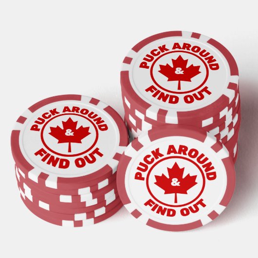 Puck rond en ontdek Canadian Maple Leaf Poker Chips (Opstapeling)