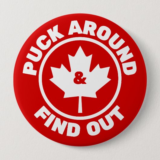 Puck rond en ontdek Canadian Maple Leaf Ronde Button 4,0 Cm (Voorkant)