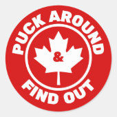 Puck rond en ontdek Canadian Maple Leaf Ronde Sticker (Voorkant)