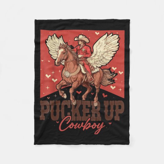 Pucker Up Cowboy Funny Western Valentines  Fleece Deken (Voorkant)