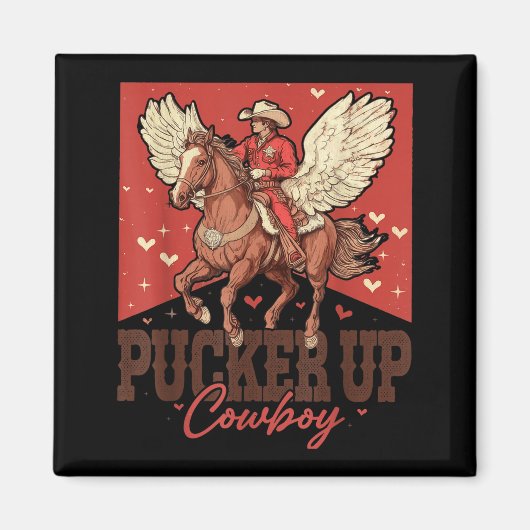 Pucker Up Cowboy Funny Western Valentines  Magneet (Voorkant)