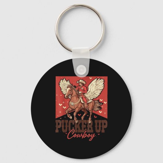 Pucker Up Cowboy Funny Western Valentines Sleutelhanger (Voorkant)
