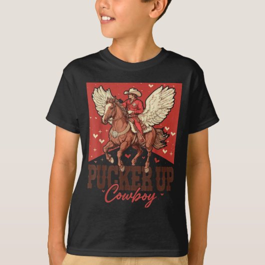Pucker Up Cowboy Funny Western Valentines T-shirt (Voorkant)
